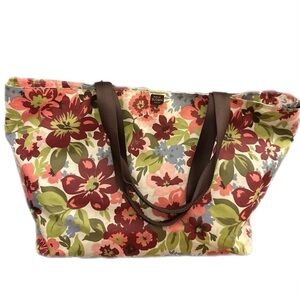 Emelie Sloan Seattle ~ Waterproof Pink & Green Floral Nylon Lined Tote